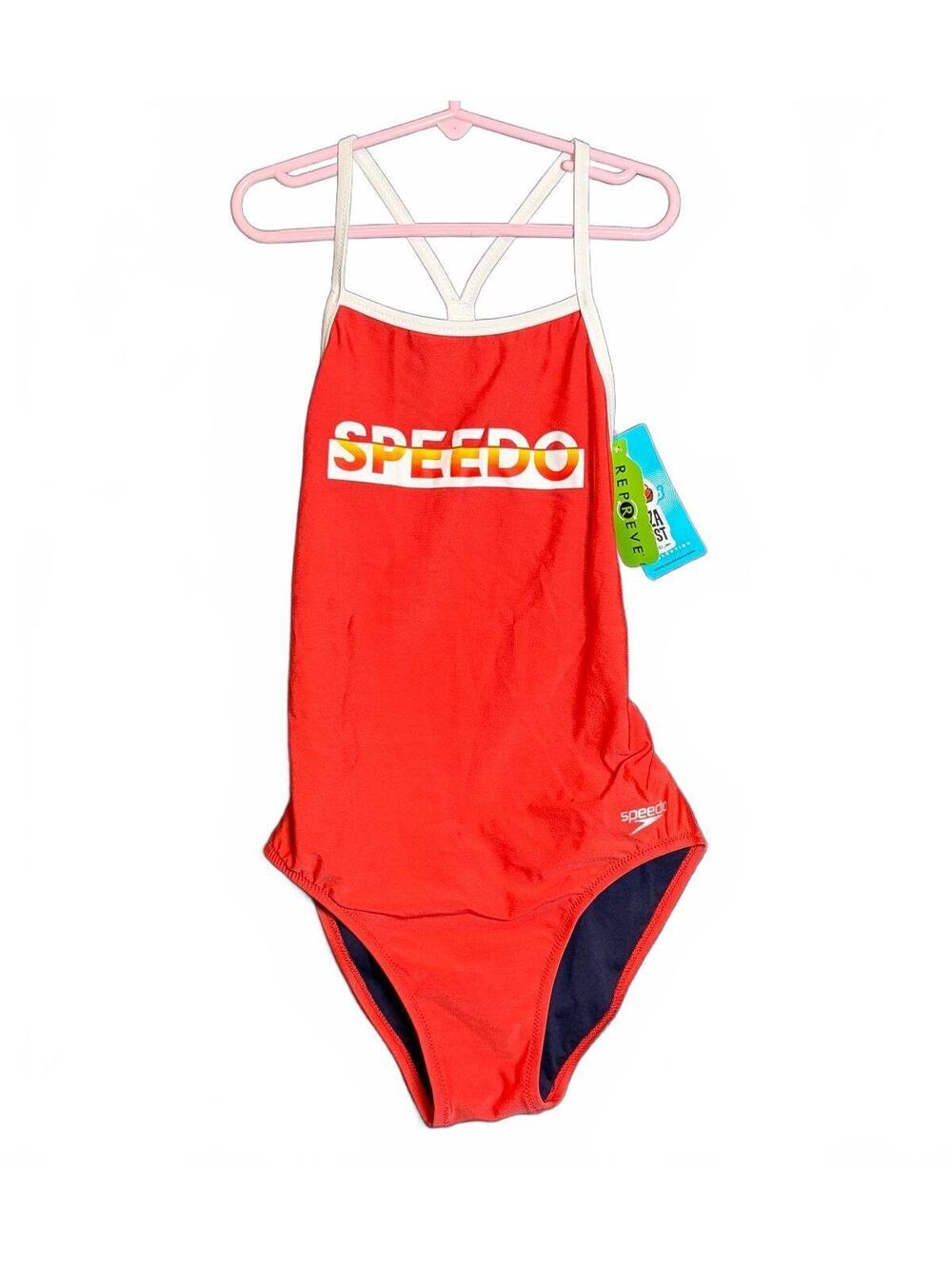 NWT Speedo Vibe Eco Endurance One Piece Swimsuit Size 32 Bittersweet Red